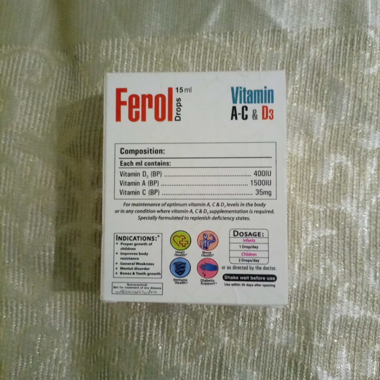 DROP FEROL-D3   VIT  D3 400 + VIT A 1500 IU + VIT C 35MG
