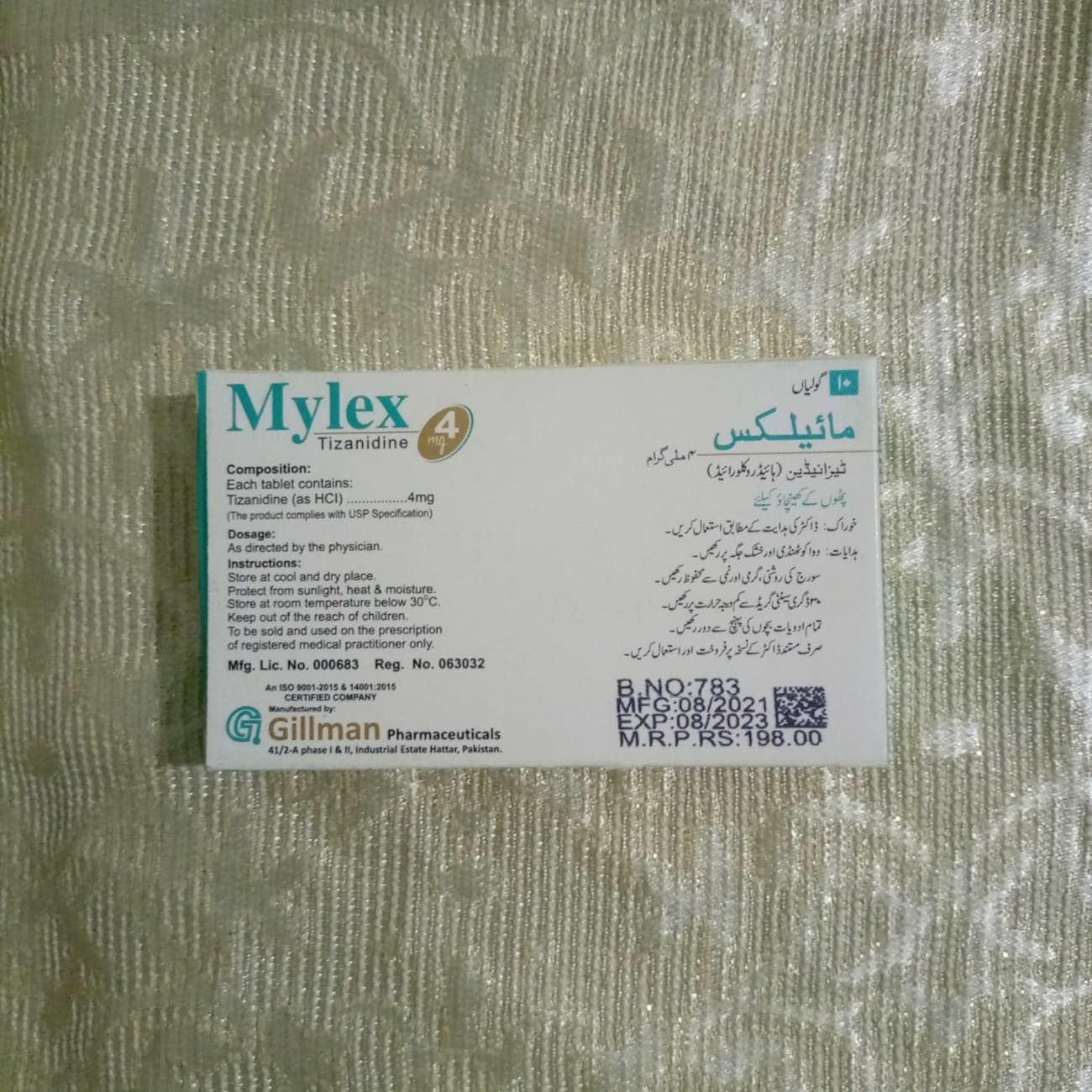 TAB MYLEX 4MG (TIZANIDINE) ONE TAB