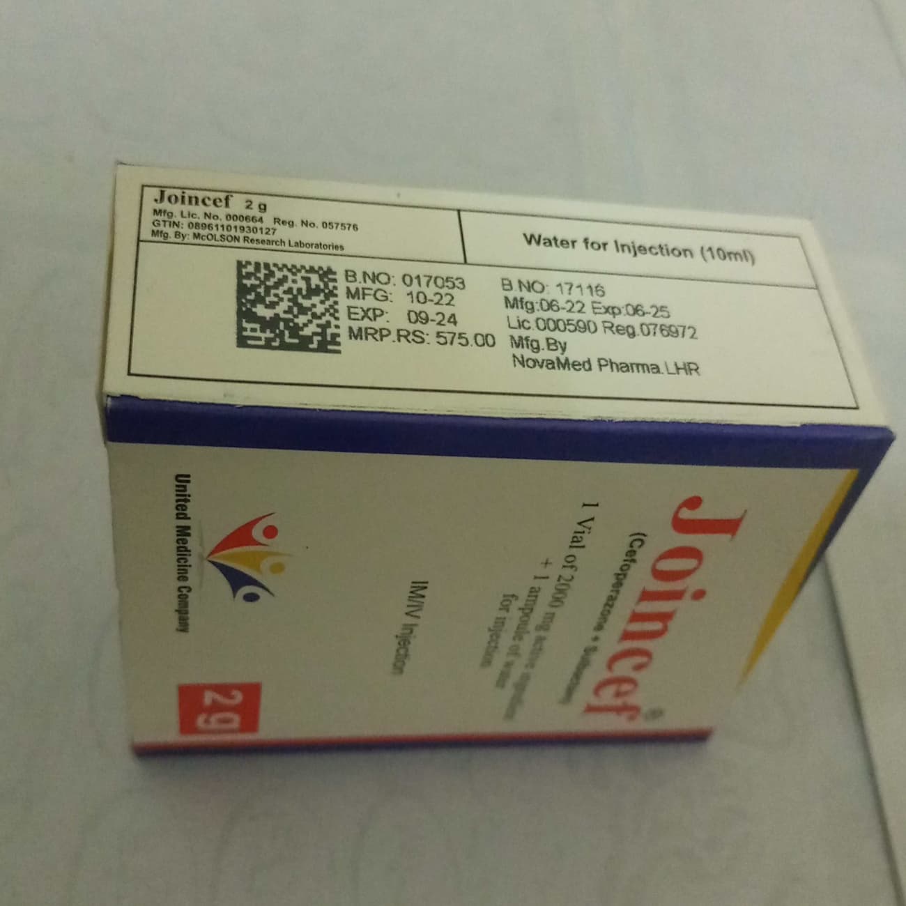 INJ JOINCEF   CAFOPERAZONE + SULBECTUM SODIUM 2G
