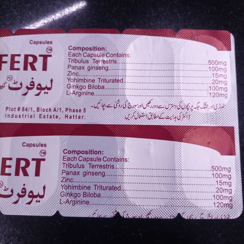 CAP LEOFERT TRIBULUS TERRESTRIS 500 +PANAX GINSENG 100+ L-ARGININE 120MG +GINKOBILOBA 100MG YOHIMBINE TRITURATED 20 MG + ZINC 15 MG CAPSULE
