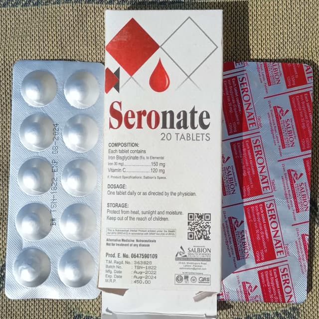 TAB SERONATE   IRON 150 MG +VITAMIN C 120MG