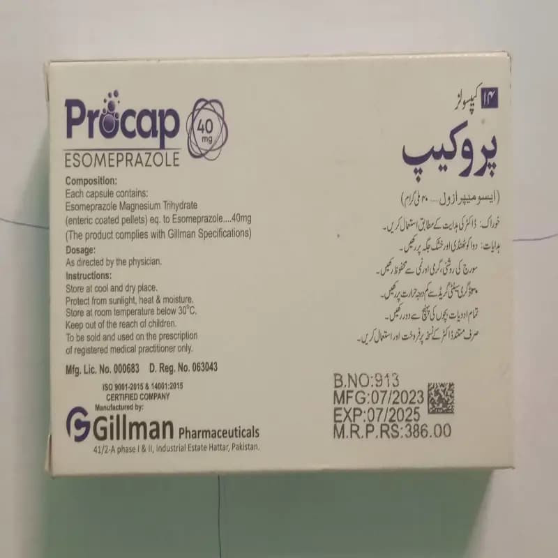 CAP PROCAP 40MG (ESOMEPRAZOLE) ONE CAPSULE